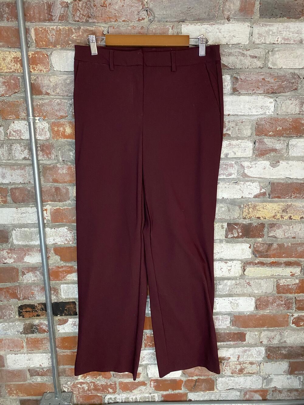 Jolie Maroon Wide Leg Button and Zip Dress Pants Size  8